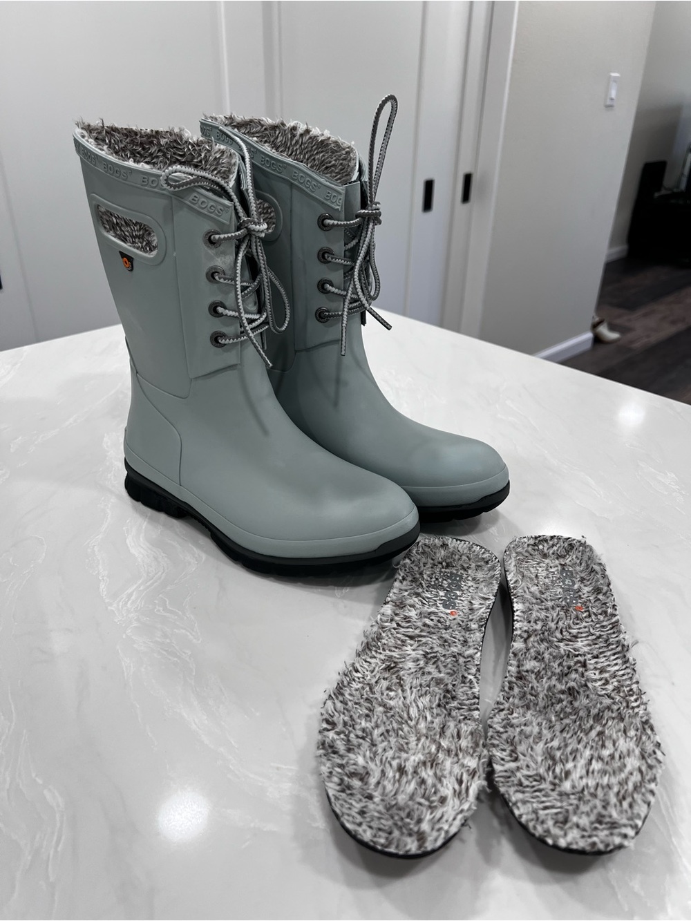 Bogs Amanda II Lace Up Rain Boots Jade Sage Green Lined Waterproof Womens Size 6 - Picture 2 of 16